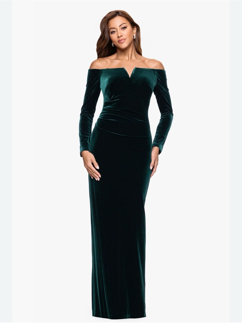 XOXO Emerald Green Velvet Long Sleeve Maxi Dress